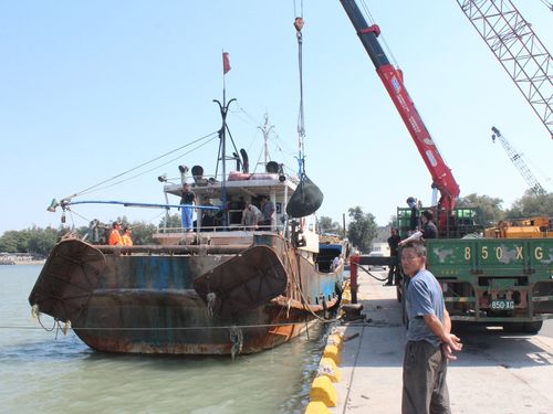 The seized Chinese fishing boat.