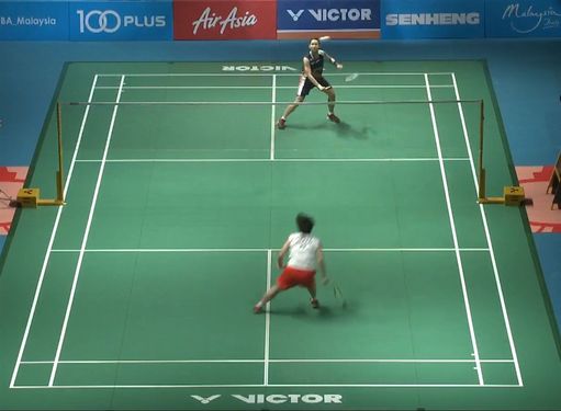 Tai Tzu-ying (戴資穎, back) and Akane Yamaguchi (front) / Still image taken from BA Malaysia YouTube