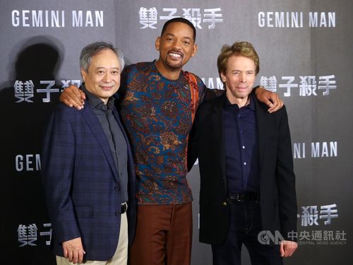 Will Smith (center), Ang Lee (left), and Jerry Bruckheimer (right)