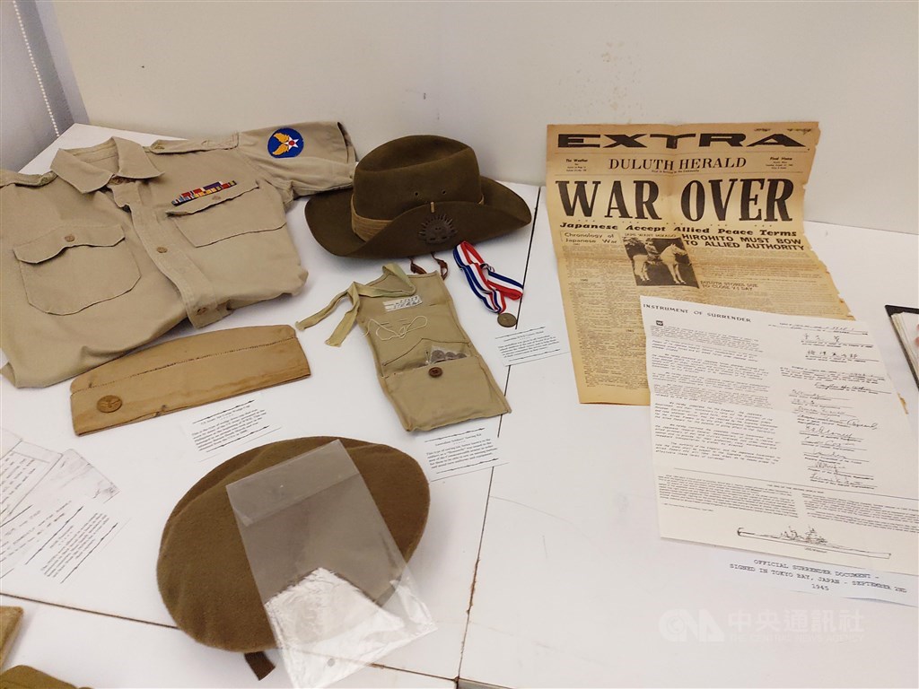 Some of WWII military and prisoner of war artifacts, collection of TPCMS director Michael Hurst, on display at the 13th Far East Prisoner of War Day event.