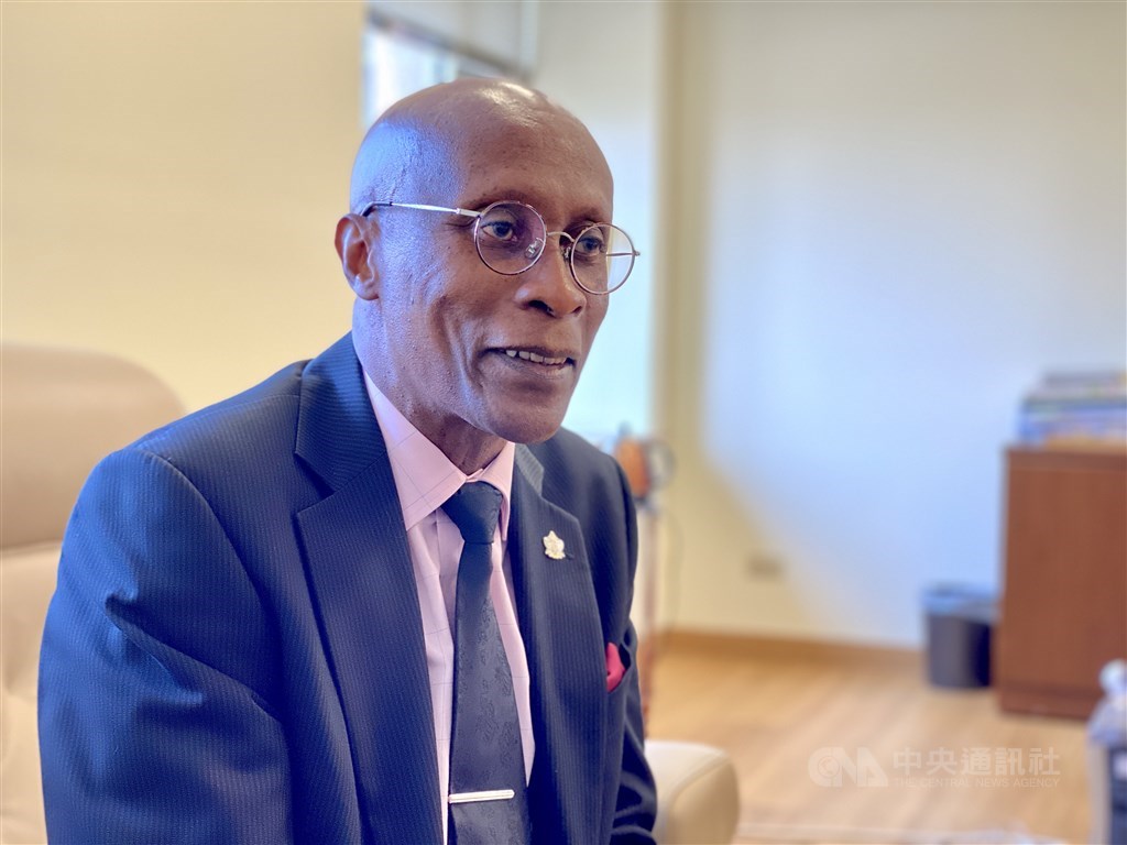 Ambassador Edwin Laurent speaks with CNA at the Embassy of Saint Lucia in Taipei on Wednesday / CNA photo Sept. 16, 2020