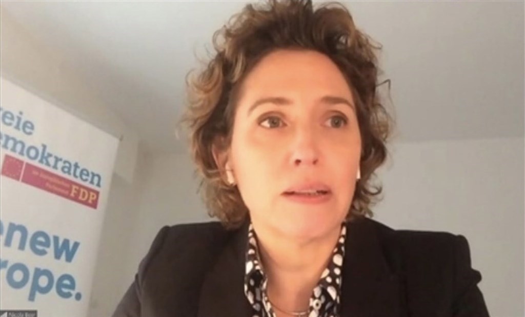 European Parliament Vice President Nicola Beer. Image taken during a video conference