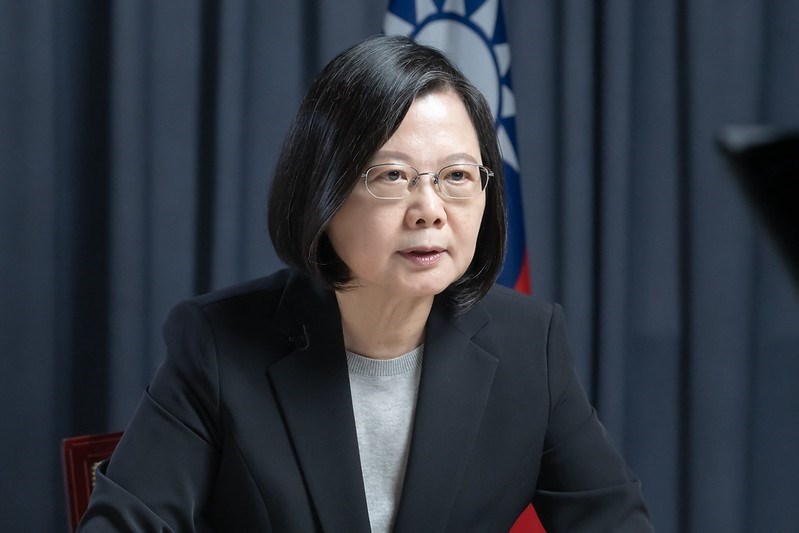 A screenshot of the video speech delivered by President Tsai Ing-wen (蔡英文)