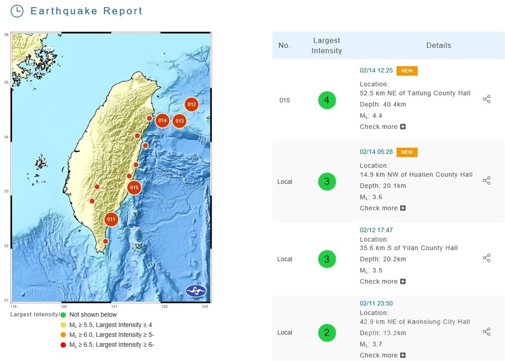 4.4 magnitude earthquake hits southeast Taiwan