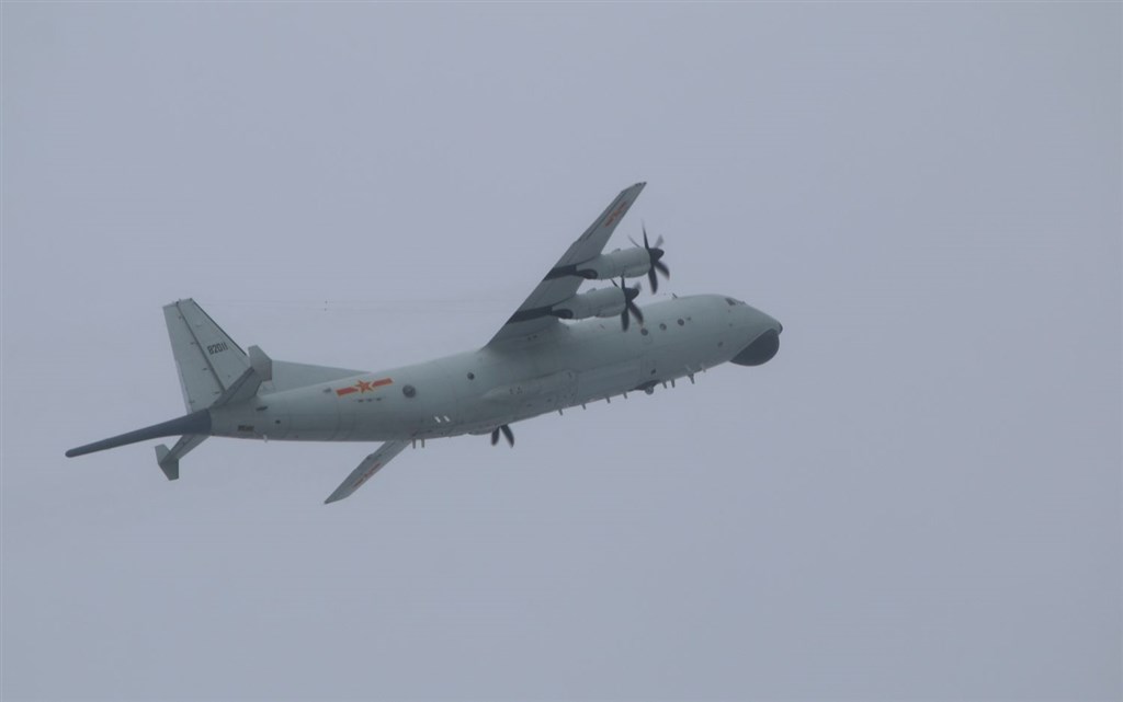 A PLA Y-8 plane, one of the types of the Chinese military aircraft that entered Taiwan