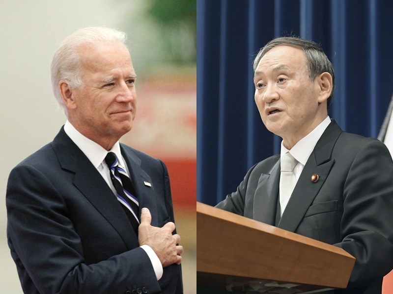 United States President Joe Biden (left) and Japanese Prime Minister Yoshihide Suga / Photo courtesy of Kyodo News