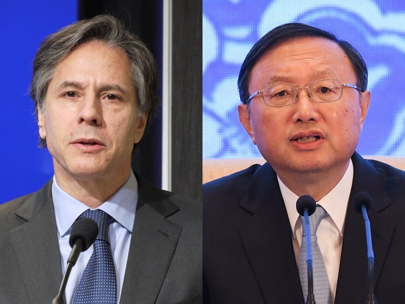 Antony Blinken (left) and Yang Jiechi (right). Photos by CNA and China News Service