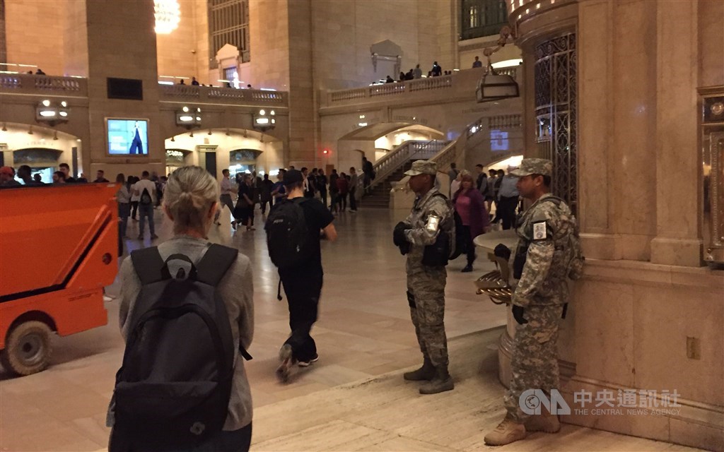 U.S. National Guard soldiers are pictured in New York