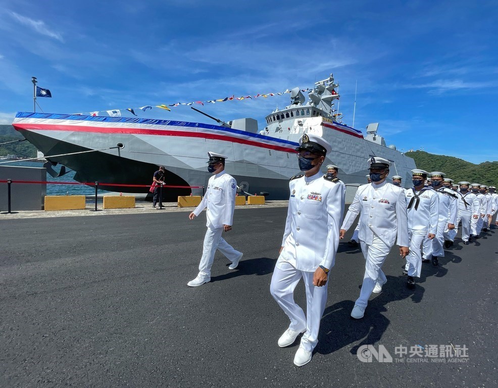 The Ta Chiang (PGG-619), a Tuo Chiang-class stealth multi-mission corvette, is commissioned by the Navy on Thursday. CNA photo Sept. 9, 2021