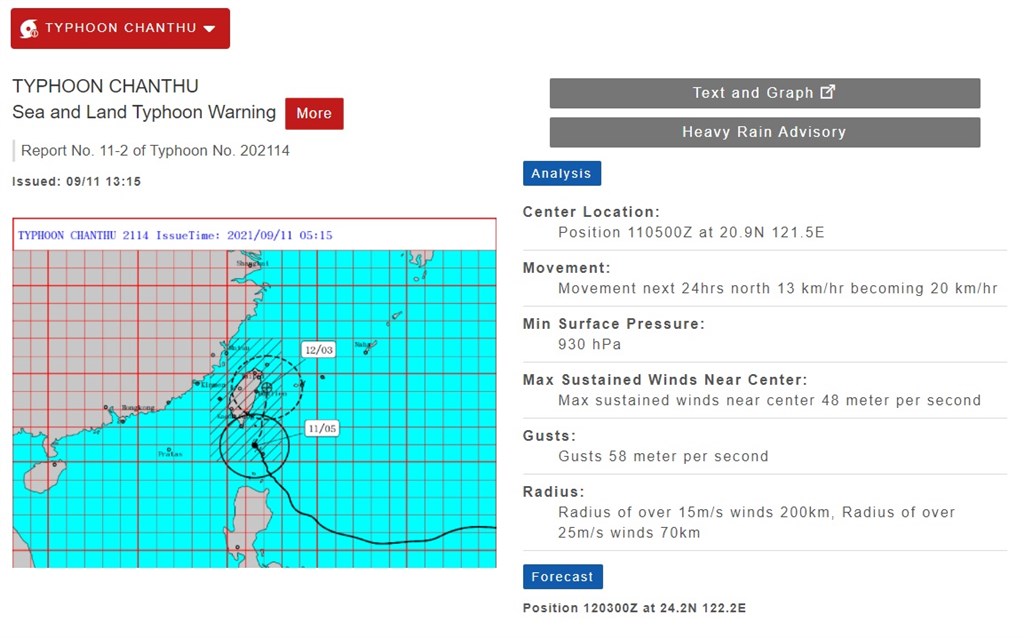 From the Central Weather Bureau website