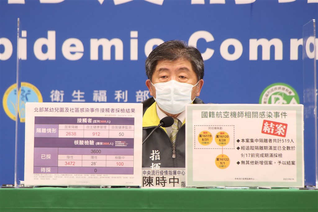 Health Minister Chen Shih-chung talks about the two clusters of COVID-19 infections during Saturday