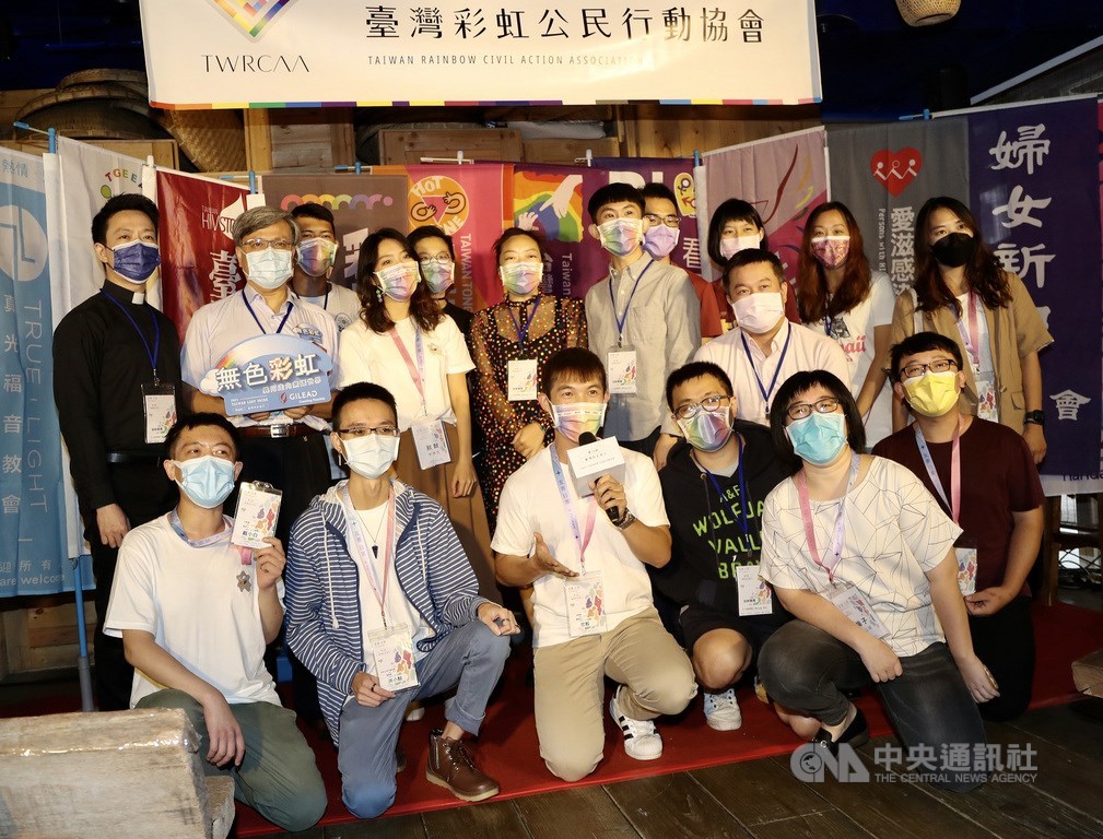 Organizers of the LGBT Pride parade in Taipei. CNA photo Oct. 19, 2021