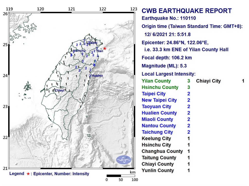 5.3-magnitude earthquake strikes eastern Yilan County – Focus Taiwan