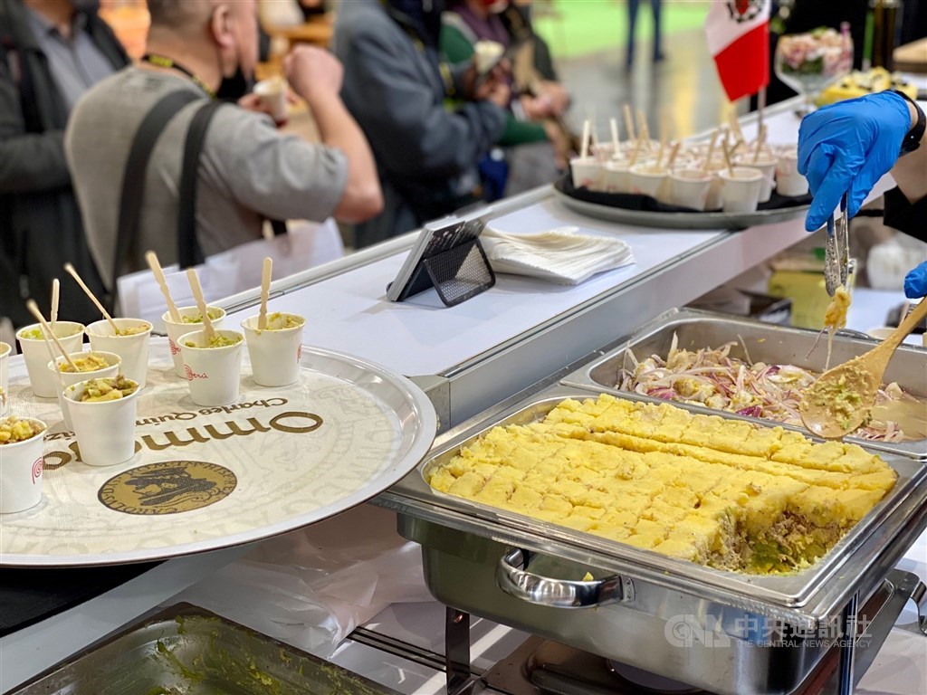 Causa de Atún featured at the Peru pavilion. CNA photo Dec. 22, 2021