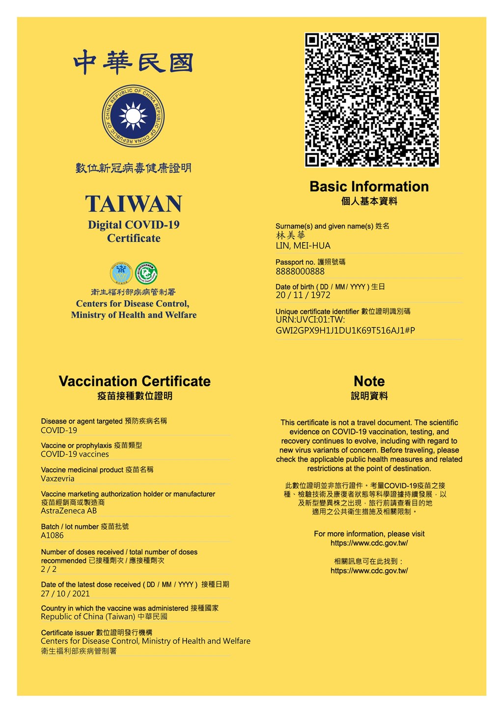 Certificate digital covid-19 vaccination Immunity passport
