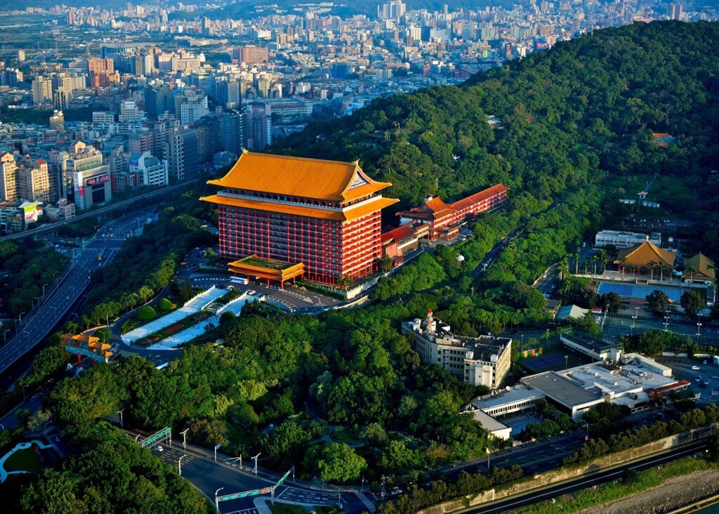 An aerial view of the Grand Hotel in Taipei. Image taken from the hotel