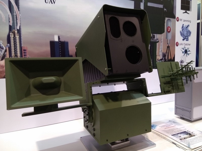 A model of an unmanned aerial vehicle (UAV) defense system prototype. CNA file photo