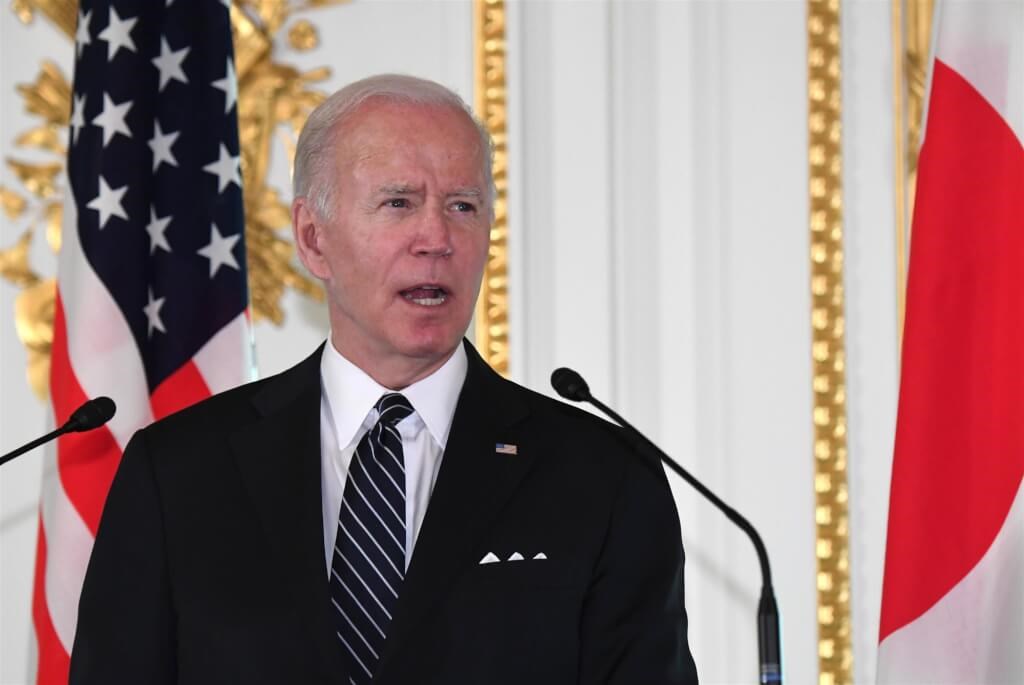 U.S. President Joe Biden speaks at a press conference in Tokyo on Monday. Photo: Kyodo News
