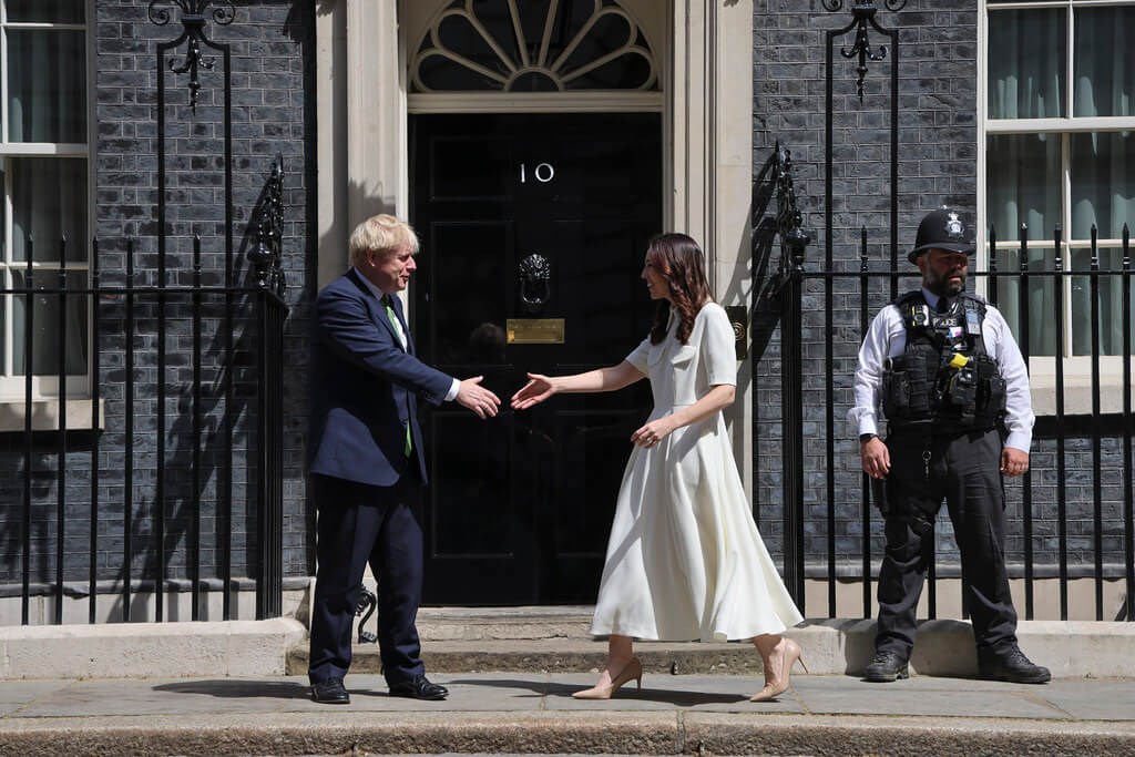 U.K. Prime Minister Boris Johnson (left) and New Zealand Prime Minister Jacinda Ardern. Photo taken from twitter.com/10DowningStreet