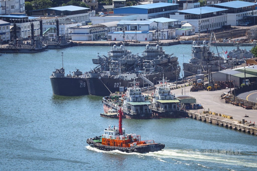 Military vessels are pictured at the Navy