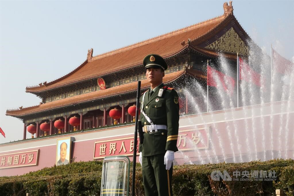 A Chinese officer stands guard at Tienanmen Square in Beijing. CNA file photo