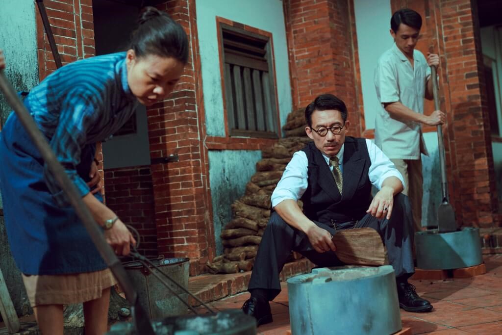 Best actor nominee Kuo Tze-cheng (center) is seen in a press photo released by the Public Television Service to promote historical drama "Gold Leaf."