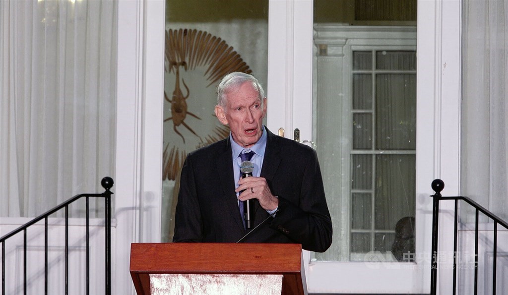 American Institute in Taiwan Chairman James Moriarty at a symposium hosted by the Washington-based Global Taiwan Institute on Wednesday. CNA photo Oct. 5, 2022