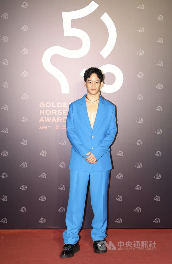 Actor Mason Lee, son of director Ang Lee, arrives at the awards ceremony in Taipei on Saturday. He is nominated in the best supporting actor category for his role in "Limbo." CNA photo Nov. 19, 2022
