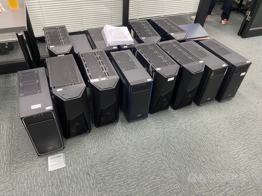 Host computers which were seized at the commercial building in Taichung on Nov. 29. Photo courtesy of local authorities