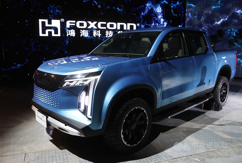 A Hon Hai Model V electric pickup truck unveiled in October 2022. CNA file photo
