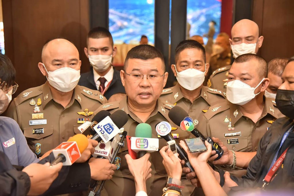 Police General Damrongsak Kittiprapas (center). Photo courtesy of the Royal Thai Police