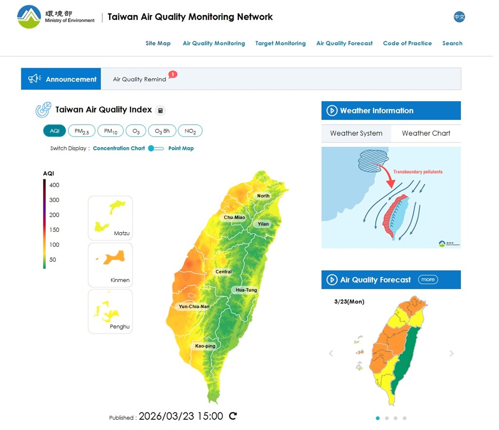 'Orange' air quality alert warning issued for western Taiwan