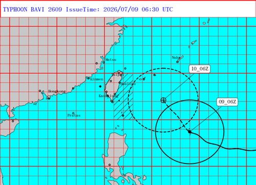 Sea warning for Typhoon Bavi issued