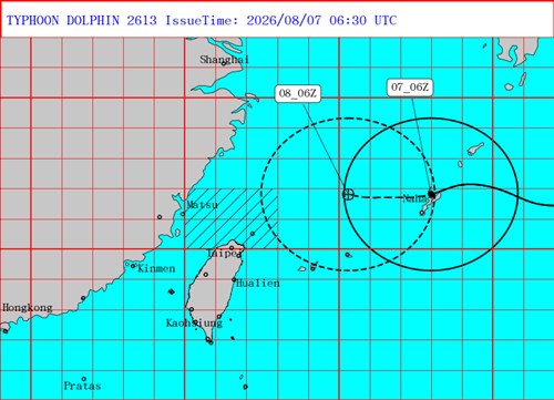CWA issues sea warning for Typhoon Dolphin