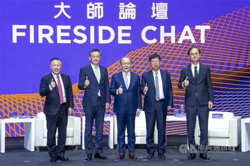From left: ASE Inc. CEO Tien Wu, TSMC Senior Vice President and Deputy Co-Chief Operating Officer Cliff Hou, MediaTek CEO Rick Tsai, Foxconn Chairman Young Liu and Unimicron Technology Corp. Chairman Shan-Chieh Chien. CNA photo Sept. 2, 2026