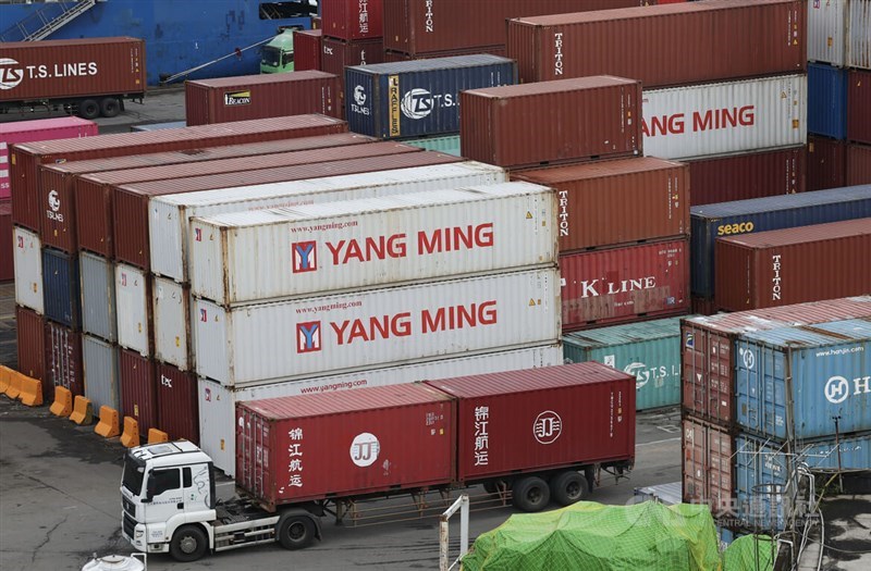 A container truck travels through a container yard in the Port of Keelung in this illustration photo taken on May 22, 2023. CNA file photo