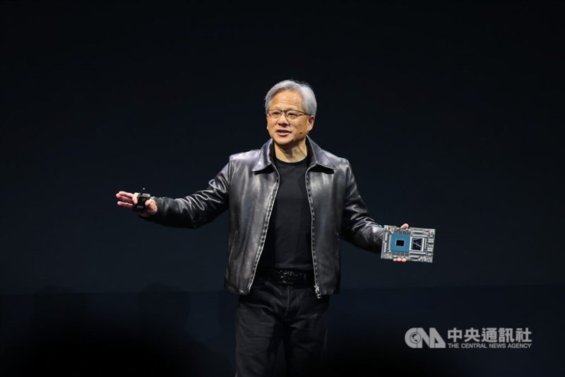 Nvidia founder and CEO Jensen Huang unveils the Grace Hopper Superchip in his keynote speech at Computex 2023 in Taipei on Monday. CNA photo May 29, 2023