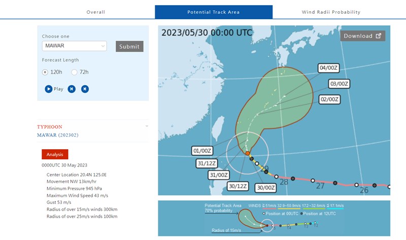 Graphic: Central Weather Bureau (UTC, or Zulu time, is eight hours behind Taipei)