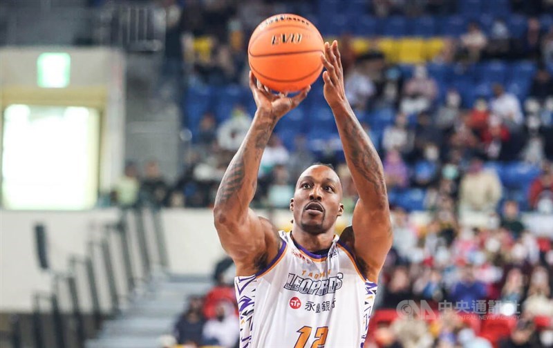 Dwight Howard of the Taoyuan Leopards plays in the All-Star Game of the basketball