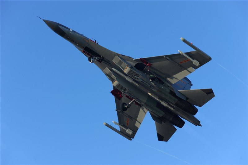 A J-11 fighter is seen in this undated photo released by the China News Service on Sept. 13, 2016.