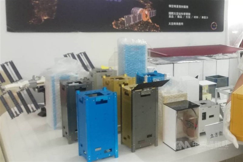 Various satellite models and components are displayed at a press event on May 21, 2023. CNA file photo for illustrative purpose only