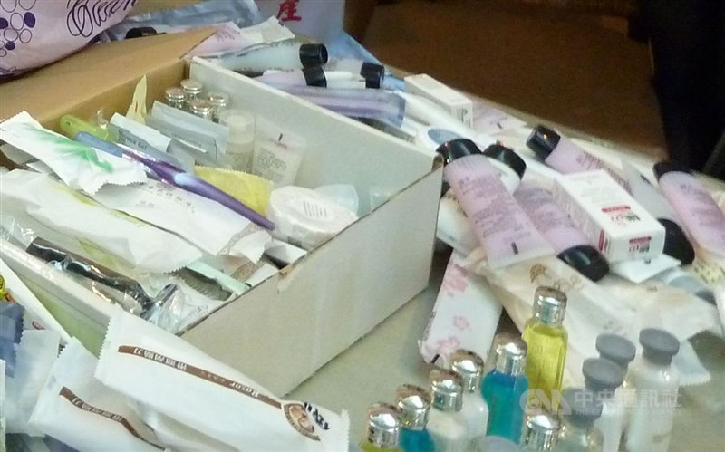 Disposable toiletries collected through an online campaign are seen in this photo taken in Hualien County on Jan. 28, 2014. CNA file photo