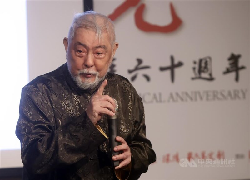 New Aspect Administrative Director Hsu Po-yun speaks at an event marking his 60-year career as a composer in 2022.