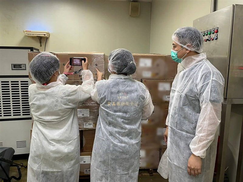 Taichung City health officials inspect an egg processing company in this photo released on Wednesday. Photo courtesy of Taichung City government Sept. 20, 2023