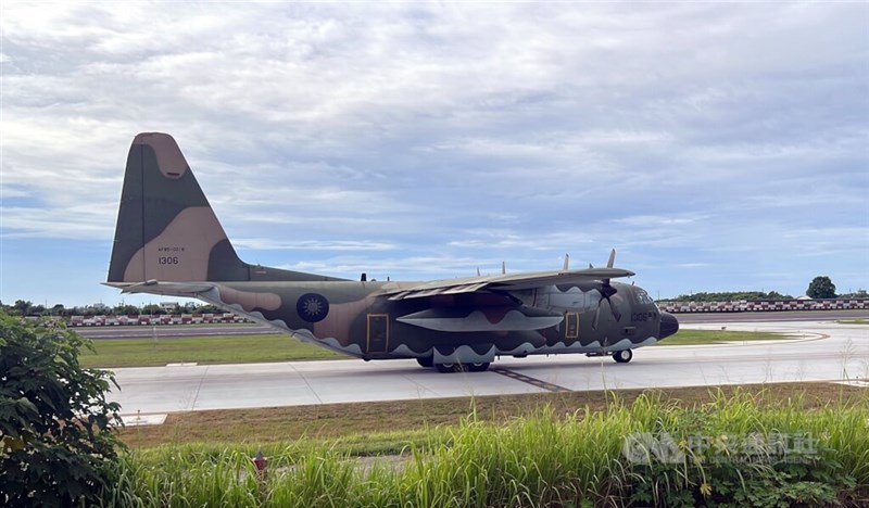 An Air Force C-130H Hercules lands at Taitung Airport in southeastern Taiwan on July 18, 2023 in a rehearsal of the annual Han Kuang military drills held later that month. CNA file photo