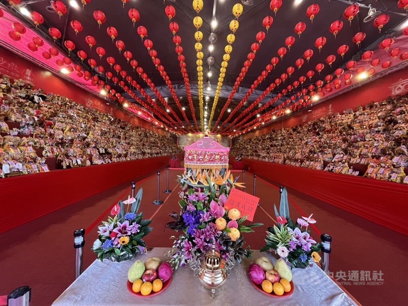 Around 2,000 statues of sea goddess Mazu from across Taiwan are gathered at the Gong Tian Temple in Miaoli County for the 160th anniversary of the worship of place on Friday. CNA photo Sept. 29, 2023