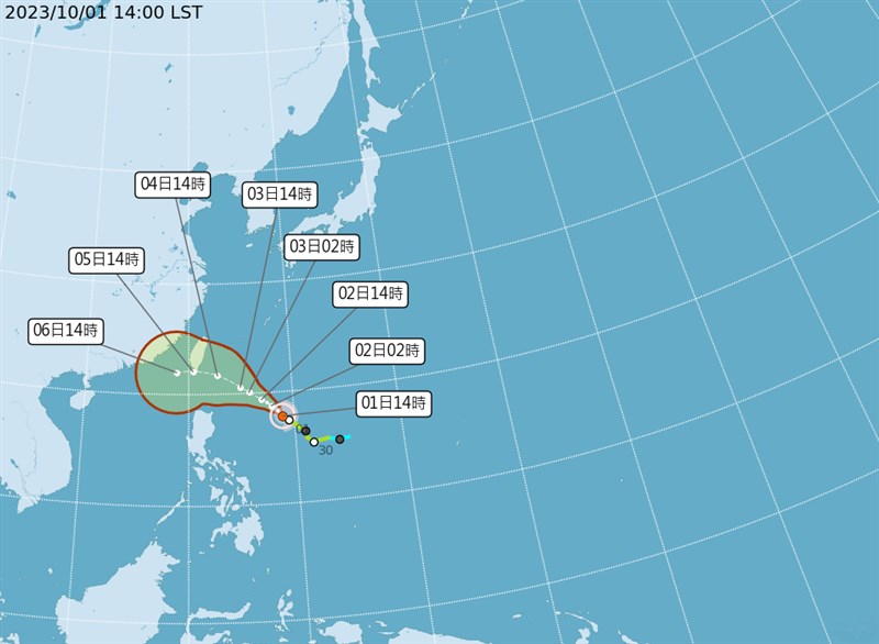 Graphic: Central Weather Administration (UTC, or Zulu time, is eight hours behind Taipei)