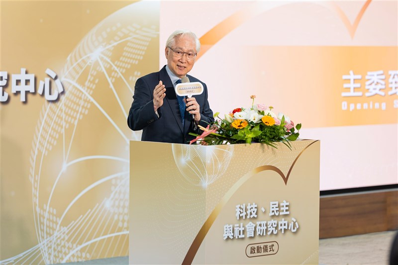National Science and Technology Council (NSTC) chief Wu Tsung-tsong gives a speech during the launch ceremony of the Institute for Democracy, Society, and Emerging Technology in Taipei on Monday. Photo Courtesy of NSTC Oct.2, 2023
