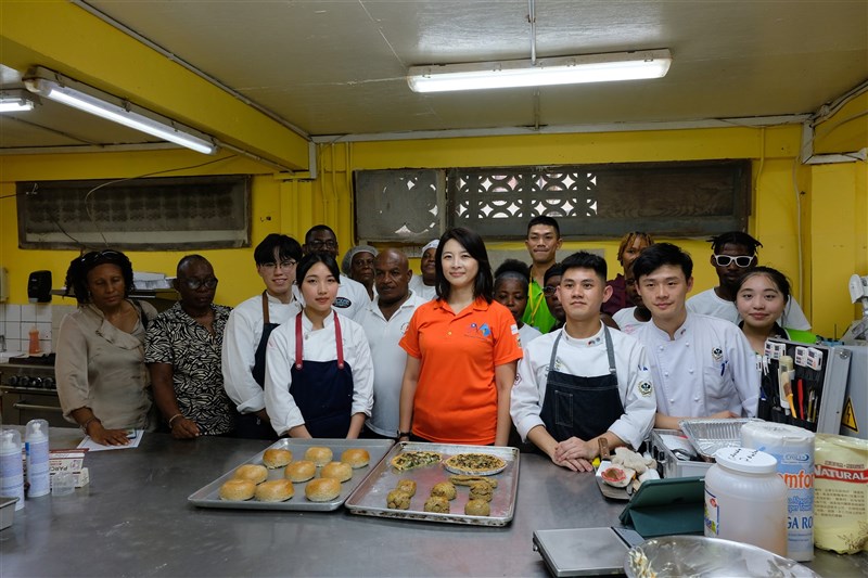 Taiwanese youth ambassadors take an undated photo alongside St.Lucian bakers in the country. Photo courtesy of MOFA