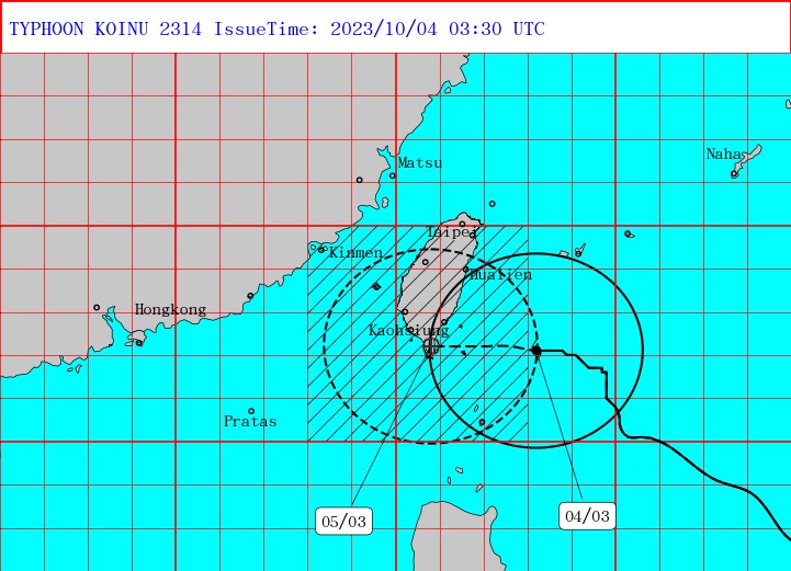 Graphic: Central Weather Administration (UTC, or Zulu time, is eight hours behind Taipei)